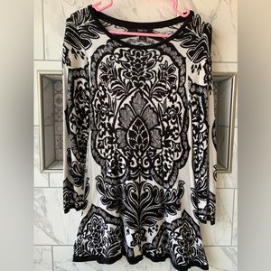 Striking Black and White Damask Sweater.